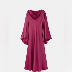 Mango Fuchsia Draped Midi Dress